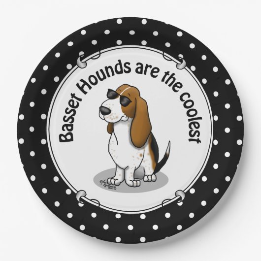 Assiettes En Carton Cool Basset Hound chien et lunettes de soleil (tri (Devant)