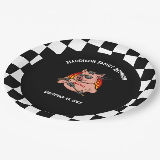 Assiettes En Carton Cool BBQ Réunion familiale à thème (Angle)