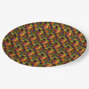 Assiettes En Carton Cool coloré Kente Design