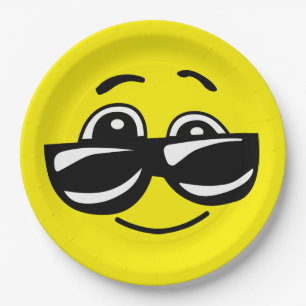 Assiettes En Carton Cool de lunettes de soleil Face Funny Emotico Part