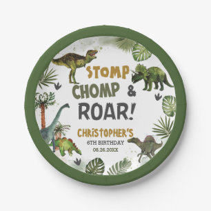Assiettes En Carton Cool Dinosaures Jurassic Boy Anniversaire