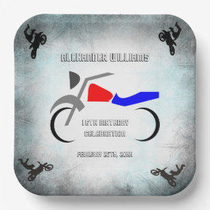 Assiettes En Carton Cool Dirt Vélo Masculine 16e anniversaire     