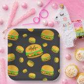 Assiettes En Carton Cool et amusant yummy burger motif Monogramme (Fête)
