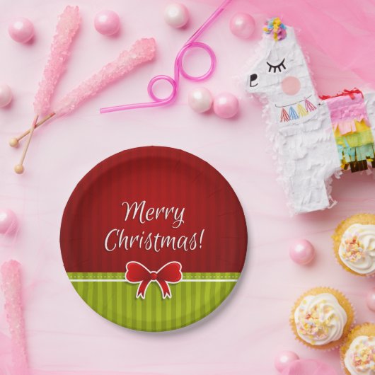 Assiettes En Carton Cool Joyeux Noël Design Rouge Vert Motif (Fête)