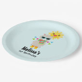 Assiettes En Carton Cool Llama et souriant Kawaii Anniversaire du sole (Angle)
