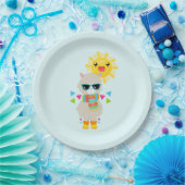 Assiettes En Carton Cool Llama et souriant Kawaii Sun (Fête)