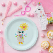 Assiettes En Carton Cool Llama et souriant Kawaii Sun (Fête)