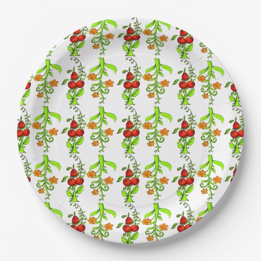 Assiettes En Carton Cool mignon couleur Motif russe blanc Khokhloma (Devant)