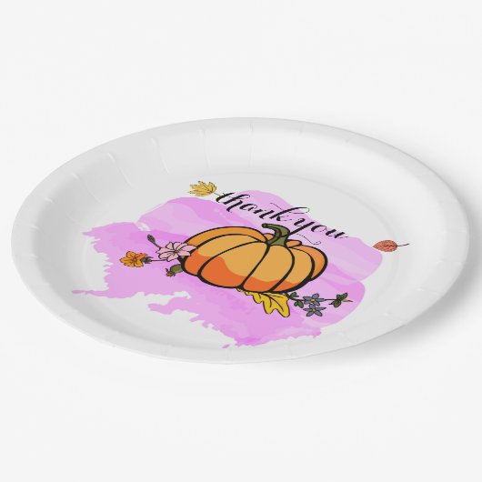 Assiettes En Carton cool mignon jaune citrouille moderne amoureux de l (Angle)