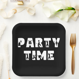 Assiettes En Carton Cool Ninja Guerrier enfant noir blanc fête d'anniv