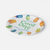 Assiettes En Carton Cool One Blue Retro Popsicle 1er anniversaire fête (Angle)