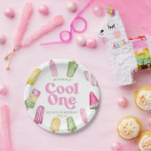 Assiettes En Carton Cool One Pink Retro Popsicle 1er anniversaire (Fête)