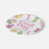 Assiettes En Carton Cool One Pink Retro Popsicle 1er anniversaire (Angle)