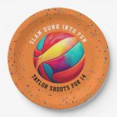 Assiettes En Carton Cool Orange Sport All-Star Basketball Anniversaire (Devant)