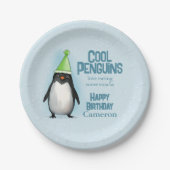 Assiettes En Carton Cool Penguin casquette vert fêter l'anniversaire d (Devant)