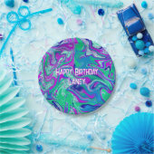 Assiettes En Carton Cool personnalisé Turquoise violet Super fête d'an (Fête)