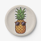 Assiettes En Carton Cool Pineapple with Sunglasses (Devant)