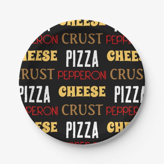 Assiettes En Carton Cool plaisir pizza pepperoni fromage croûte texte  (Devant)