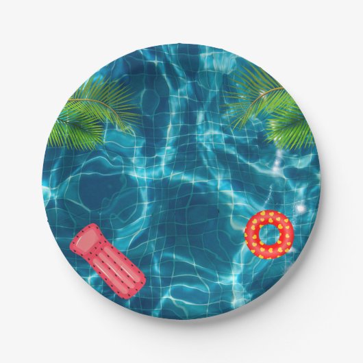 Assiettes En Carton Cool Pool Party | Nage Plaque Papier Anniversaire (Devant)