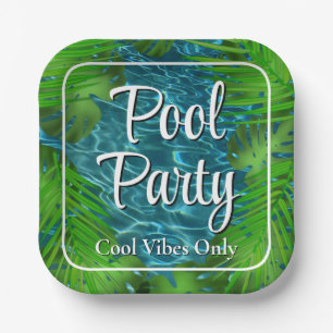 Assiettes En Carton Cool Pool Party vibes palmier feuilles