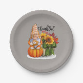 Assiettes En Carton Cool remerciant Thanksgiving gnome (Devant)
