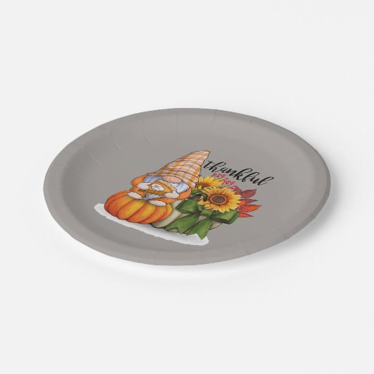Assiettes En Carton Cool remerciant Thanksgiving gnome (Angle)