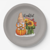 Assiettes En Carton Cool remerciant Thanksgiving gnome (Devant)