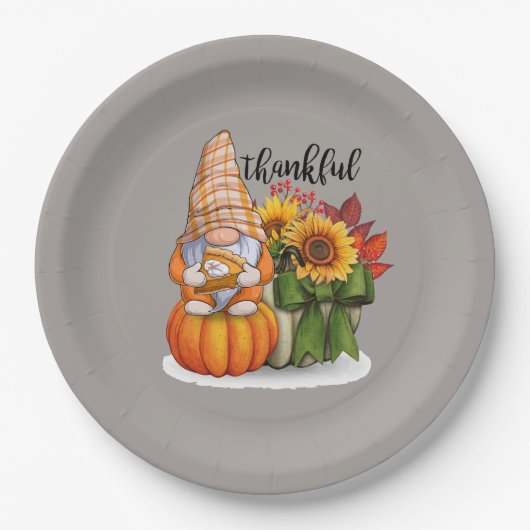 Assiettes En Carton Cool remerciant Thanksgiving gnome  (Devant)