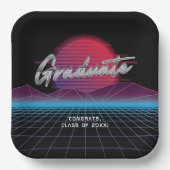 Assiettes En Carton Cool Retro 80's Synthwave New Wave Grad Party (Recto)