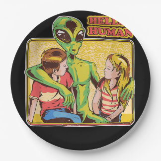 Assiettes En Carton Cool Retro Alien ET Hello Humains Espace extra-atm
