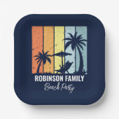 Assiettes En Carton Cool Retro Beach Party Custom Navy (Recto)