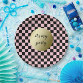 Assiettes En Carton Cool rétro noir à damiers chèques décoration (Fête)