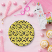 Assiettes En Carton Cool Sardé Joyeux visage souriant motif jaune (Fête)