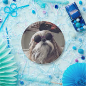 Assiettes En Carton Cool Shih Tzu cheveux longs Lunettes de soleil vin (Fête)