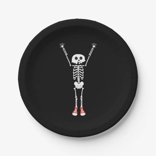 Assiettes En Carton Cool Skeleton Halloween Design (Devant)