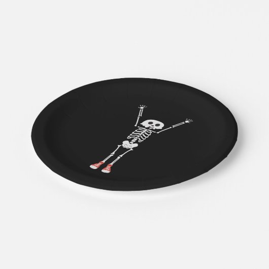 Assiettes En Carton Cool Skeleton Halloween Design (Angle)