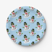 Assiettes En Carton Cool Snowman Noël motif bleu hiver (Devant)