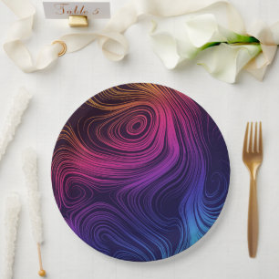 Assiettes En Carton Cool super Abstrait des tourbillons et cercles