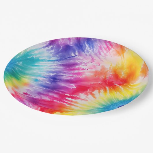 Assiettes En Carton Cool Tie Dye Sun Burst (Angle)