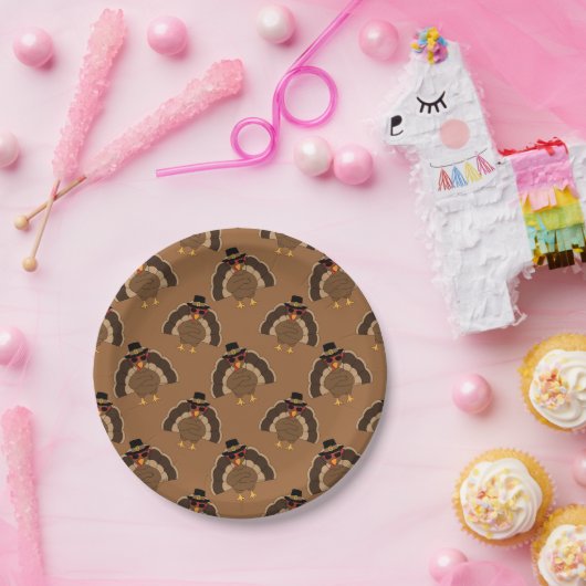 Assiettes En Carton Cool Turquie Thanksgiving fun brown motif (Fête)