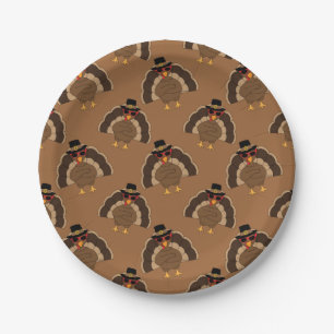 Assiettes En Carton Cool Turquie Thanksgiving fun brown motif