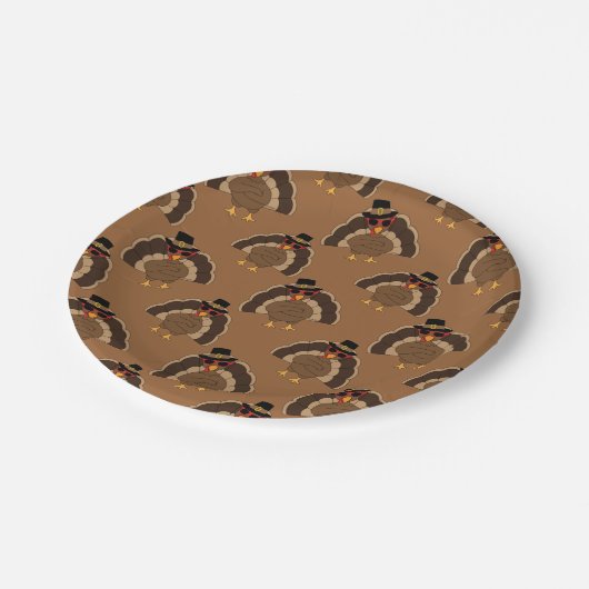 Assiettes En Carton Cool Turquie Thanksgiving fun brown motif (Angle)