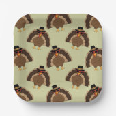 Assiettes En Carton Cool Turquie Thanksgiving fun brun vert motif (Recto)