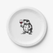 Assiettes En Carton cool turtle drinking red wine art print_1 (2) (Devant)