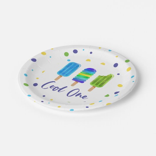 Assiettes En Carton Cool Un 1er anniversaire bleu vert (Angle)