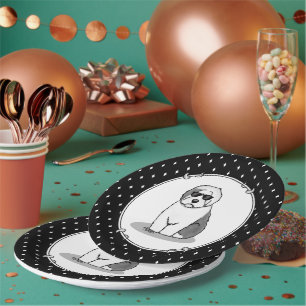 Assiettes En Carton Cool Vieux Chien à mouton anglais (Grey 1) Mignonn