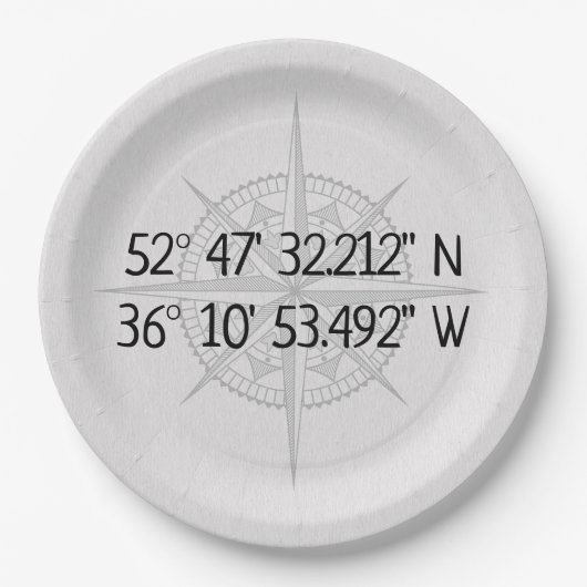 Assiettes En Carton Coordonnées de base GPS Compass (Devant)