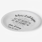 Assiettes En Carton Coordonnées GPS de la boussole mariage (Angle)