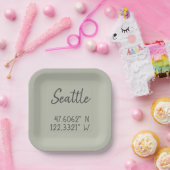 Assiettes En Carton Coordonnées GPS Seattle Longitude Latitude (Fête)