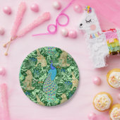 Assiettes En Carton Copie de paon de Nouveau d'art, bleu de cobalt et (Fête)